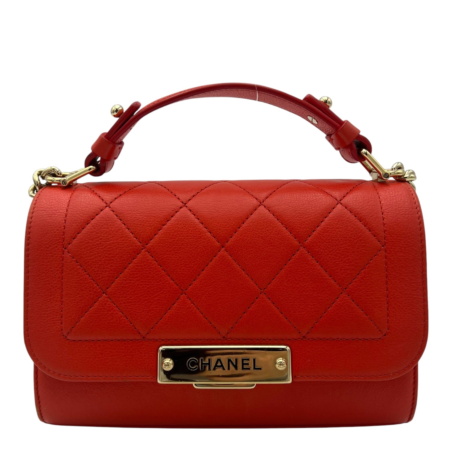 2 way bag Orange Crossbody Bag in Calfskin, Gold hardware