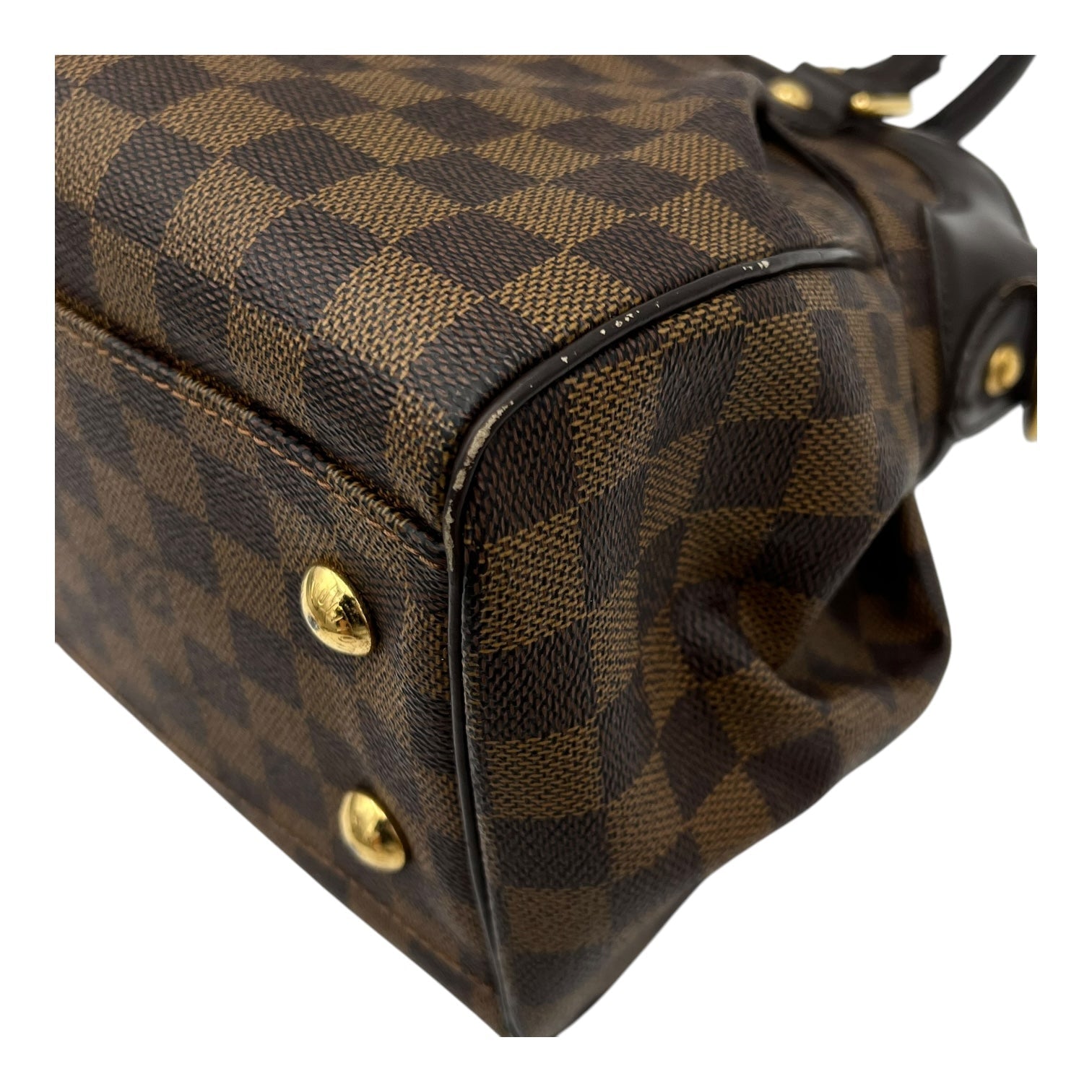 Trevi PM Damier Ebene Top Handle Bag in Coated Canvas, Gold hardware