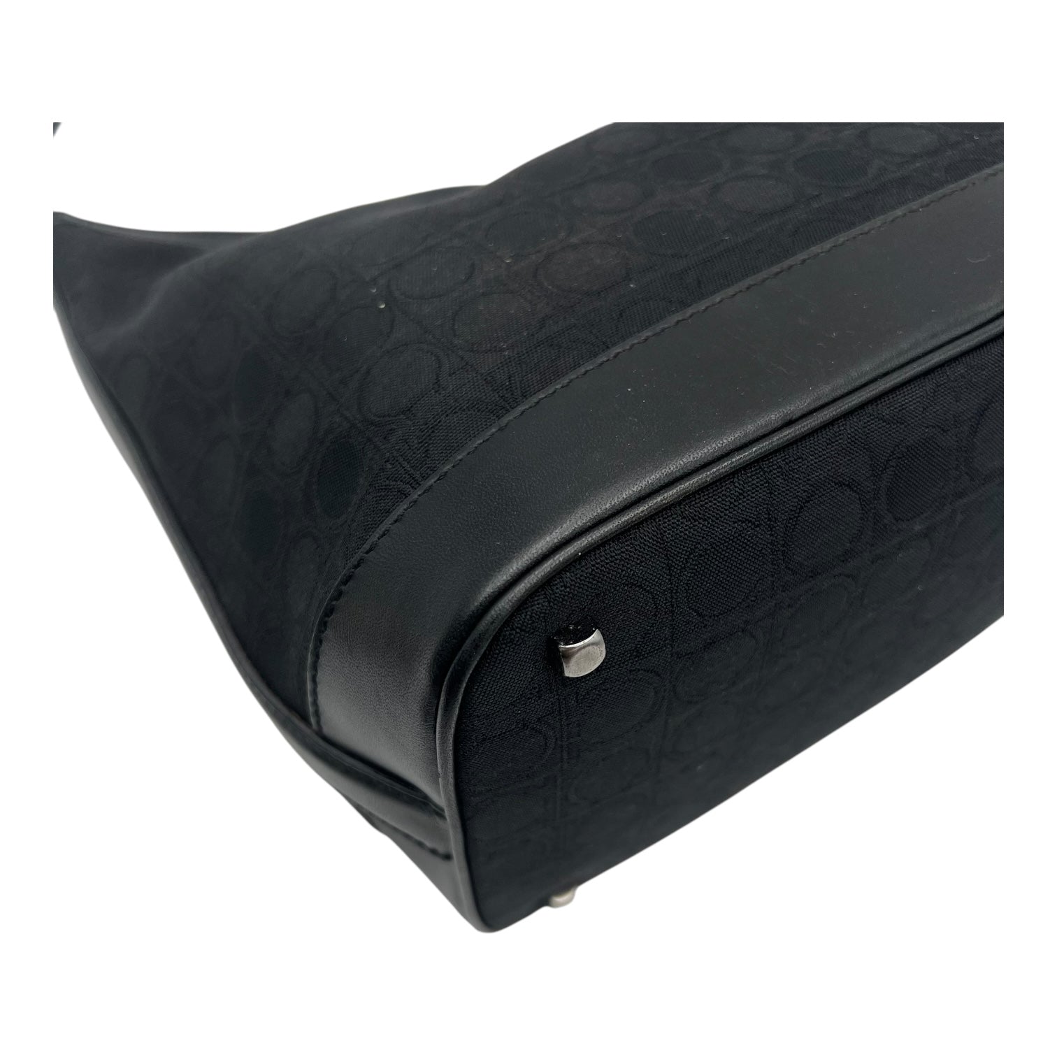 Gancini Shoulder Bag Black in Canvas, Silver hardware