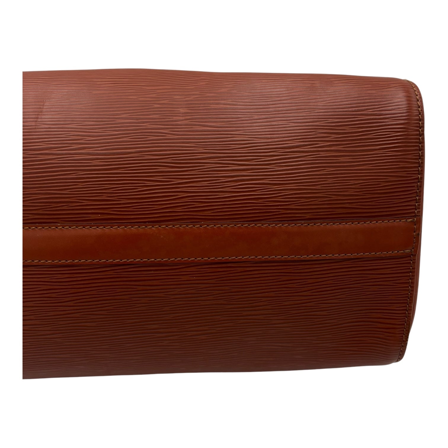 Speedy Brown Top Handle Bag in Epi Leather, Gold hardware