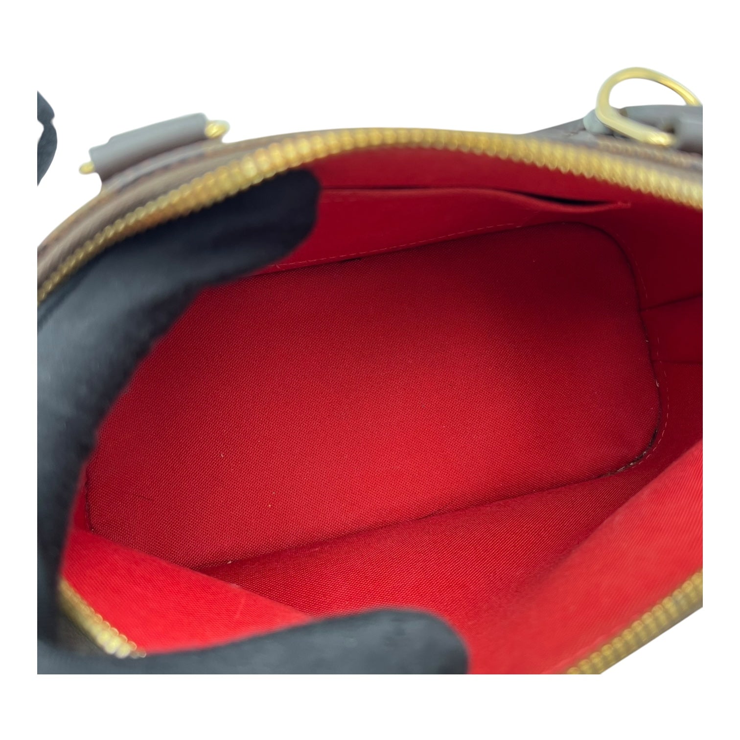 Alma BB Brown Top Handle Bag in Coated Canvas, Gold hardware