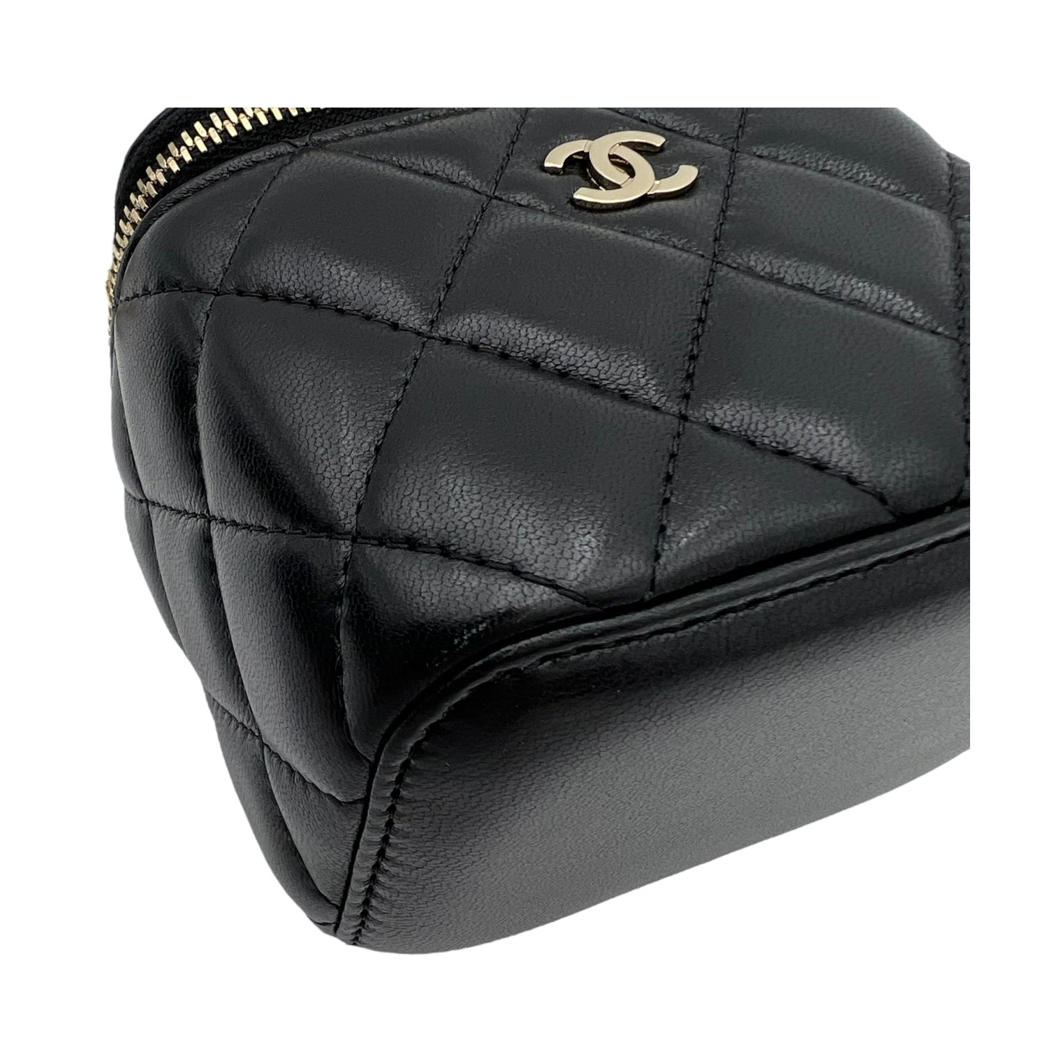 Vanity Crossbody Bag Black in Lambskin, Gold hardware