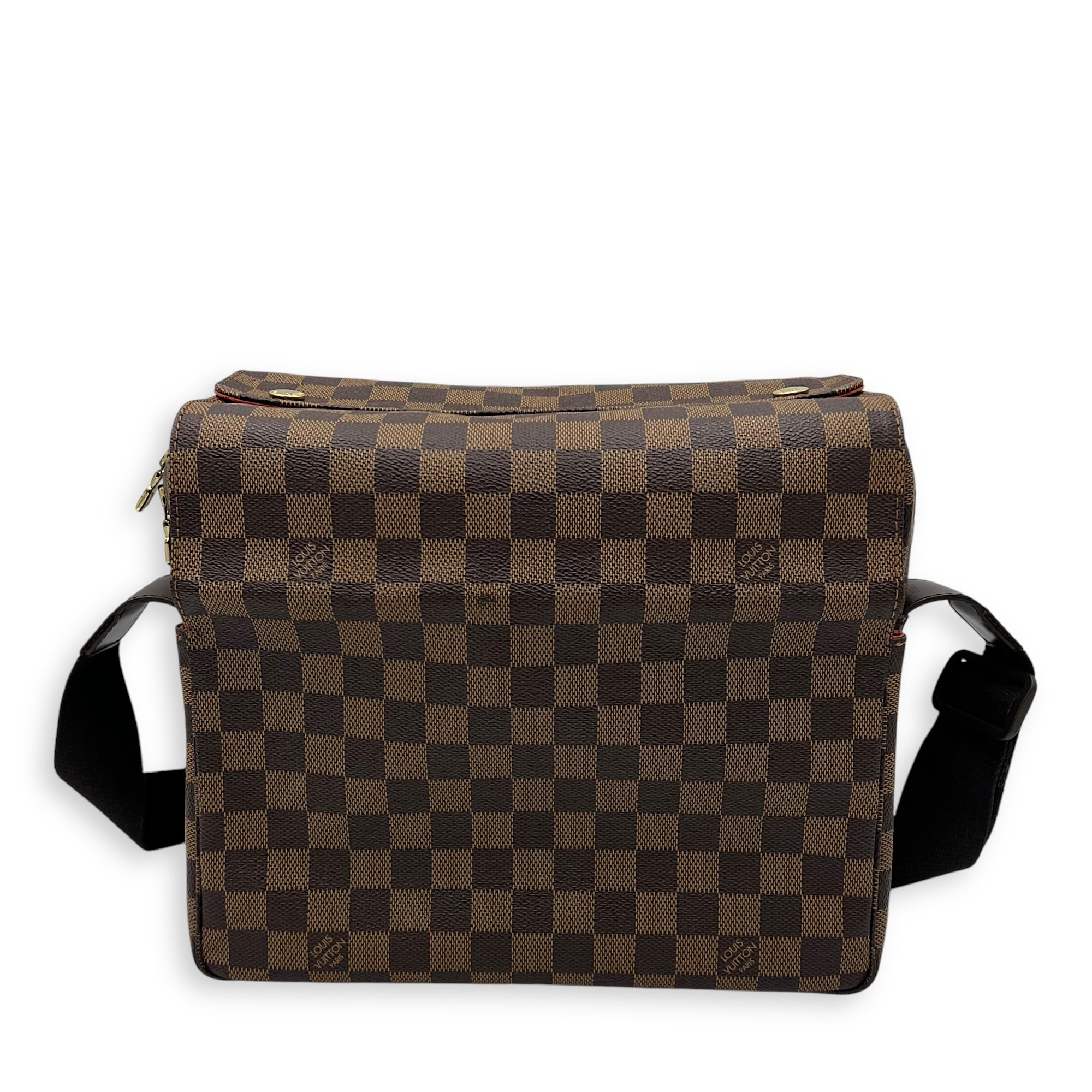 Naviglio Shoulder Bag Brown in Coated Canvas, Gold hardware