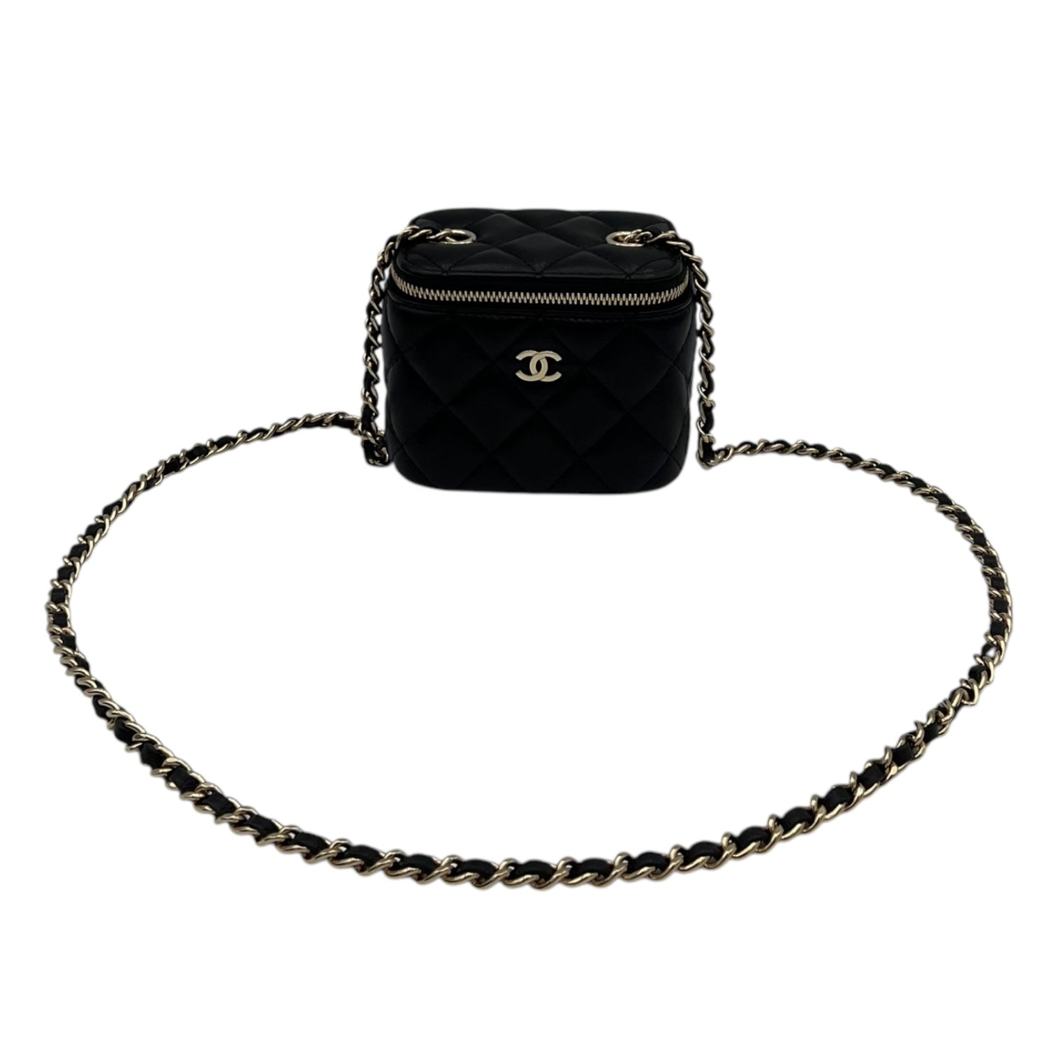 Vanity Crossbody Bag Black in Lambskin, Gold hardware