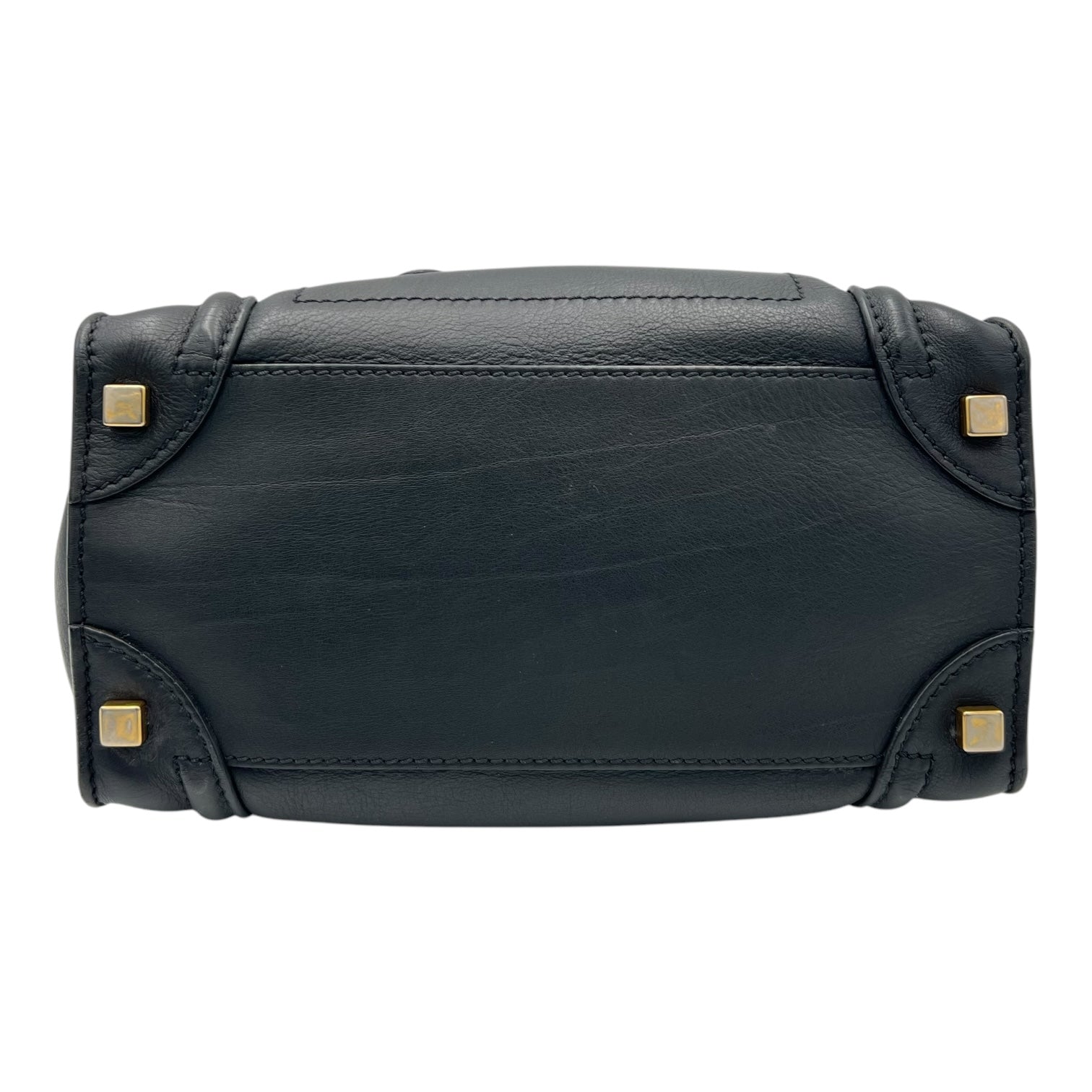 Luggage Top Handle Bag Micro Black in Calfskin, Gold hardware