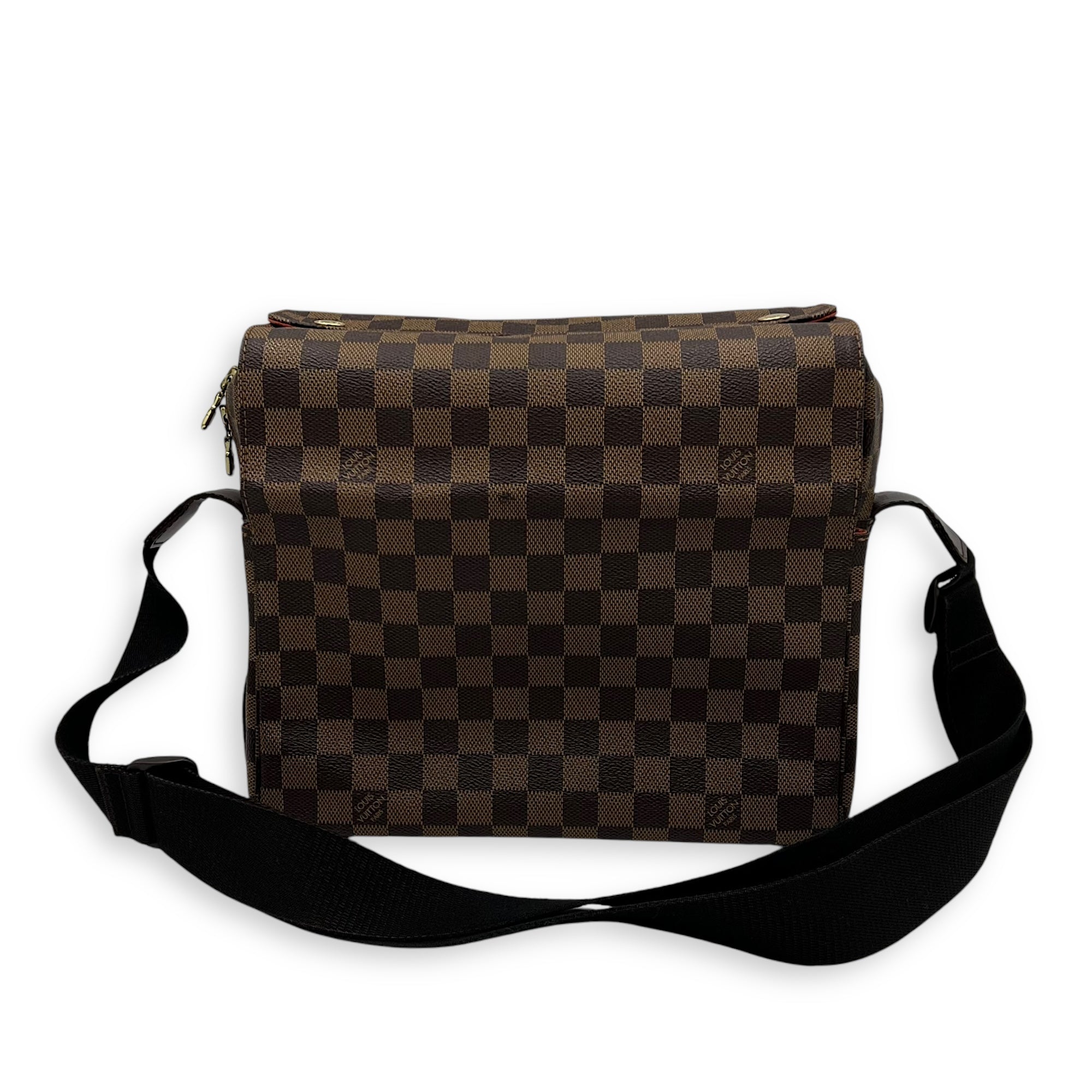 Naviglio Shoulder Bag Brown in Coated Canvas, Gold hardware