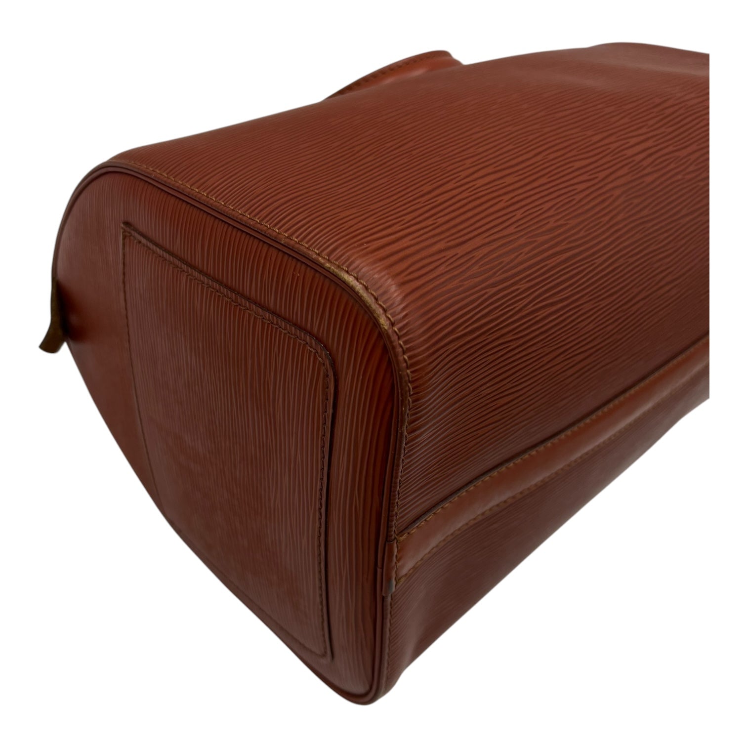 Speedy Brown Top Handle Bag in Epi Leather, Gold hardware