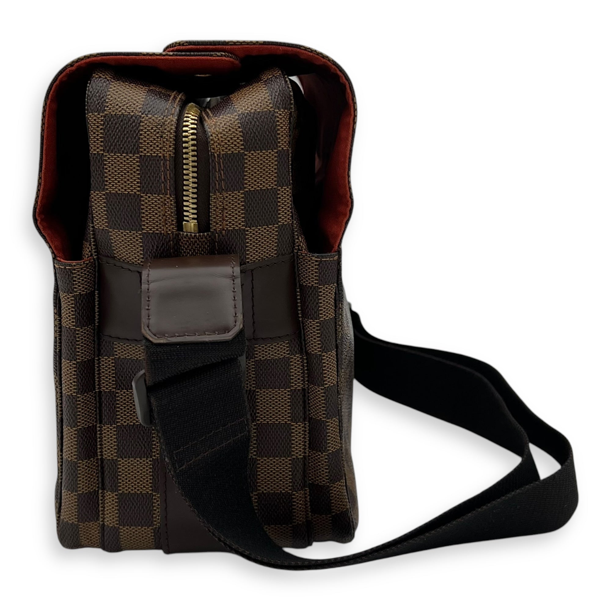 Naviglio Shoulder Bag Brown in Coated Canvas, Gold hardware