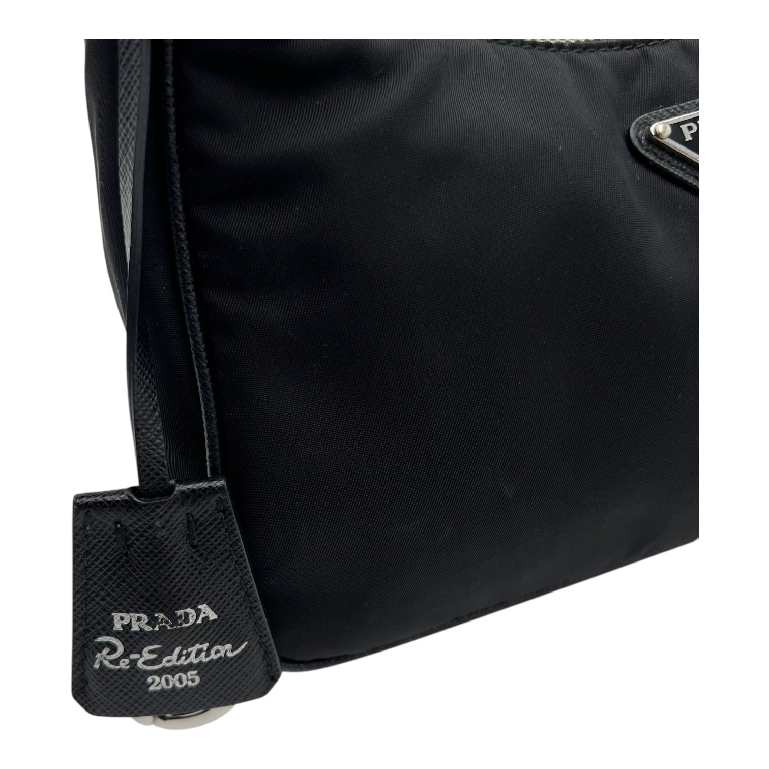 Re-Edition Shoulder Bag Black in Re-Nylon, Silver hardware