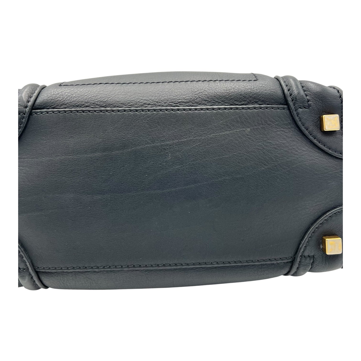 Luggage Top Handle Bag Micro Black in Calfskin, Gold hardware