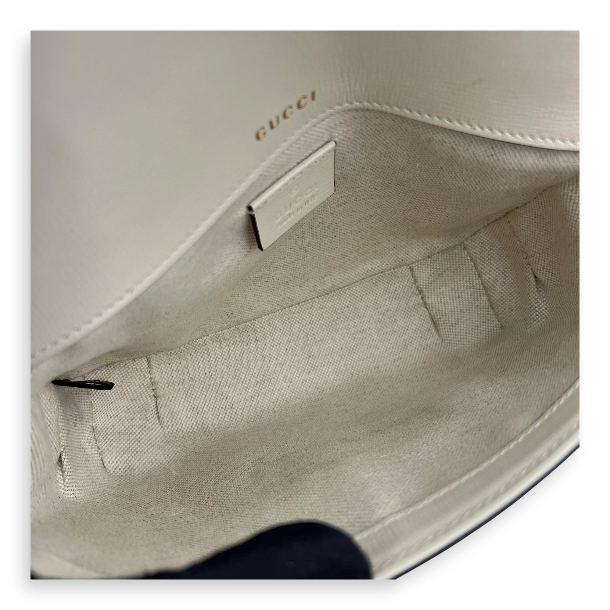 Horsebit 1955 Mini White Crossbody Bag in Coated Canvas, Gold hardware