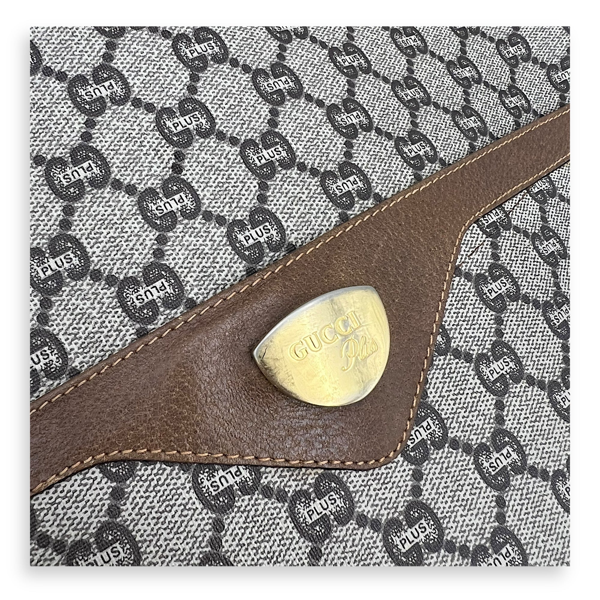 GG Tote Bag Grey in Coated Canvas, Gold hardware