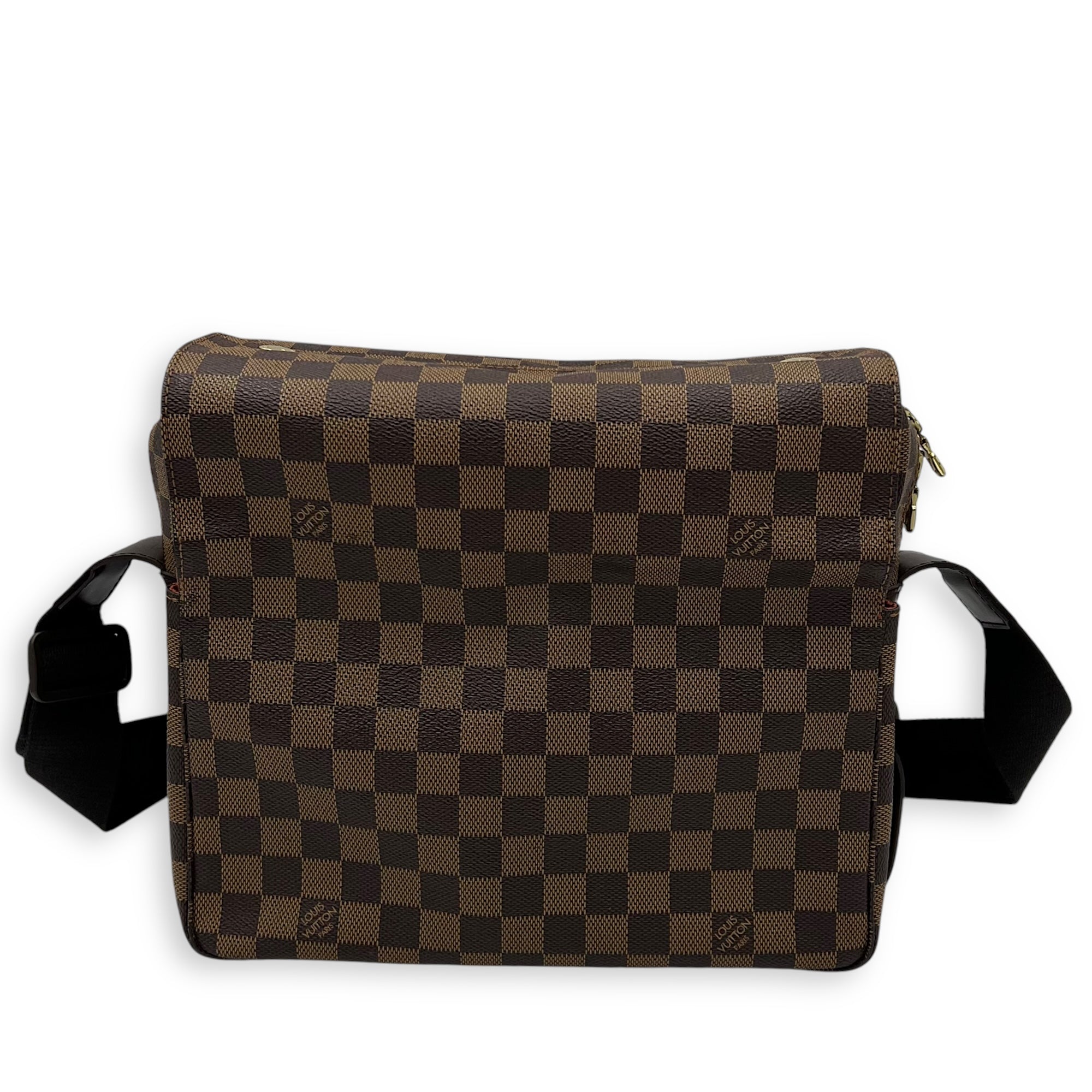 Naviglio Shoulder Bag Brown in Coated Canvas, Gold hardware