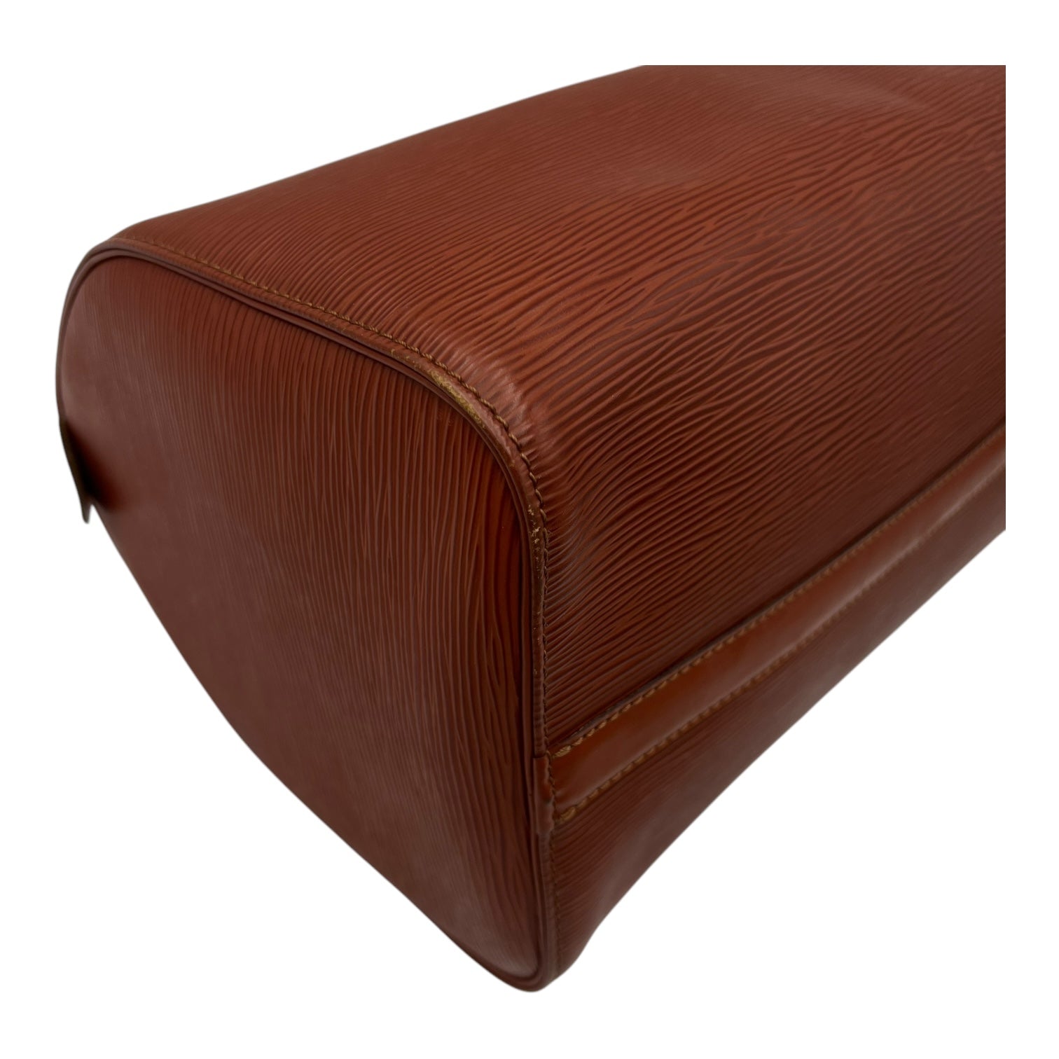 Speedy Brown Top Handle Bag in Epi Leather, Gold hardware