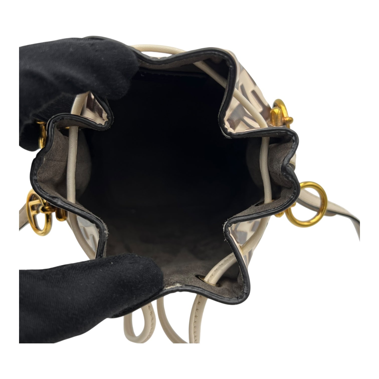Mon Tresor Mini Brown Bucket Bag in Calfskin, Gold hardware