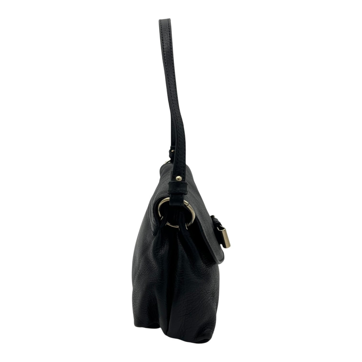 Lily Shoulder Bag Black in Calfskin, Gold hardware