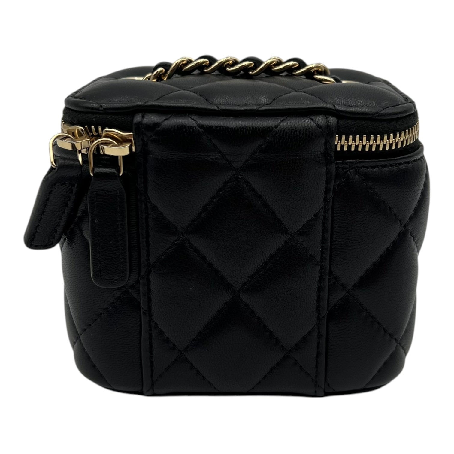 Vanity Crossbody Bag Black in Lambskin, Gold hardware