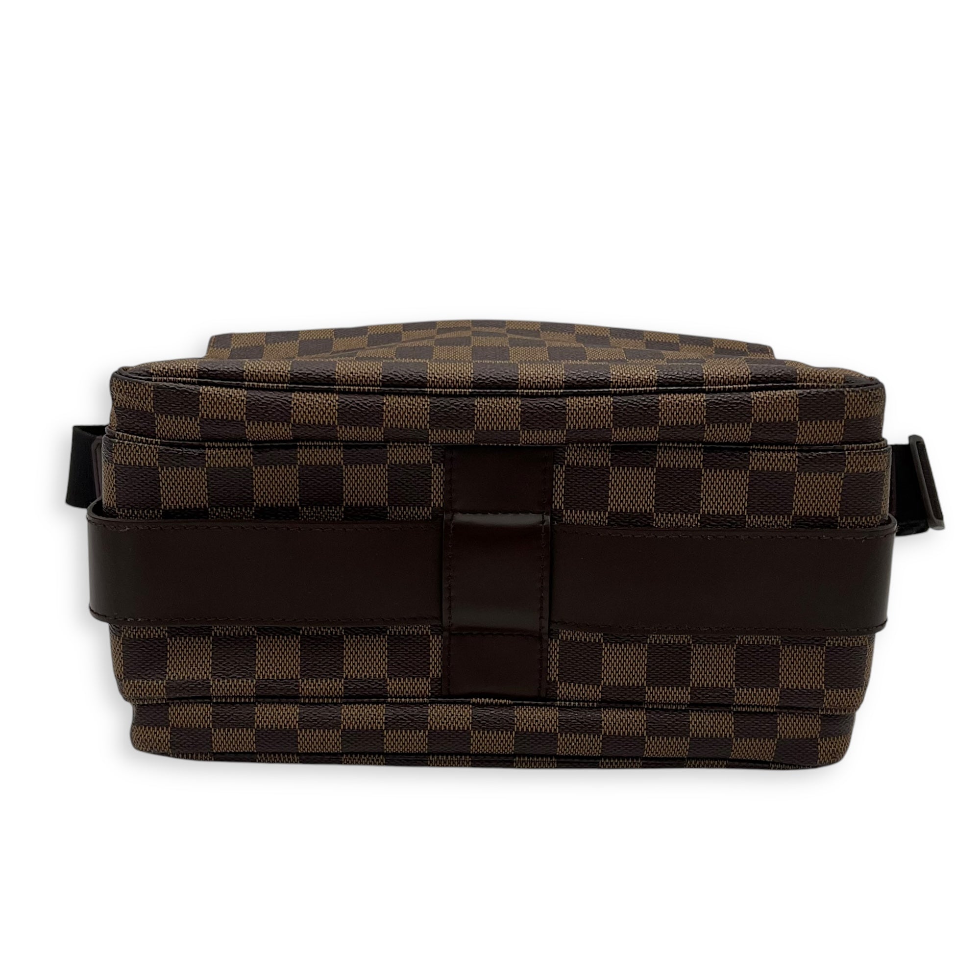 Naviglio Shoulder Bag Brown in Coated Canvas, Gold hardware