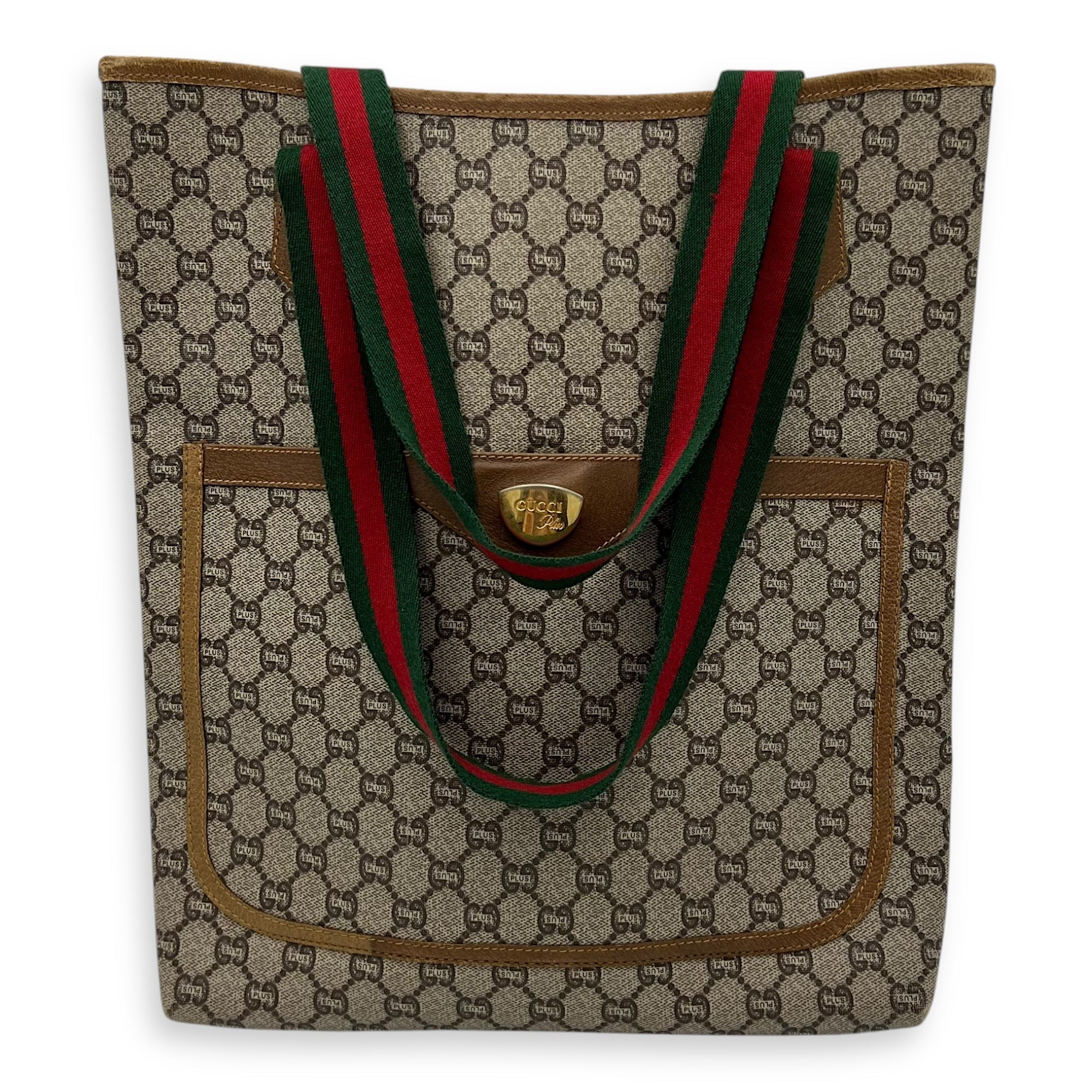 GG Tote Bag Grey in Coated Canvas, Gold hardware