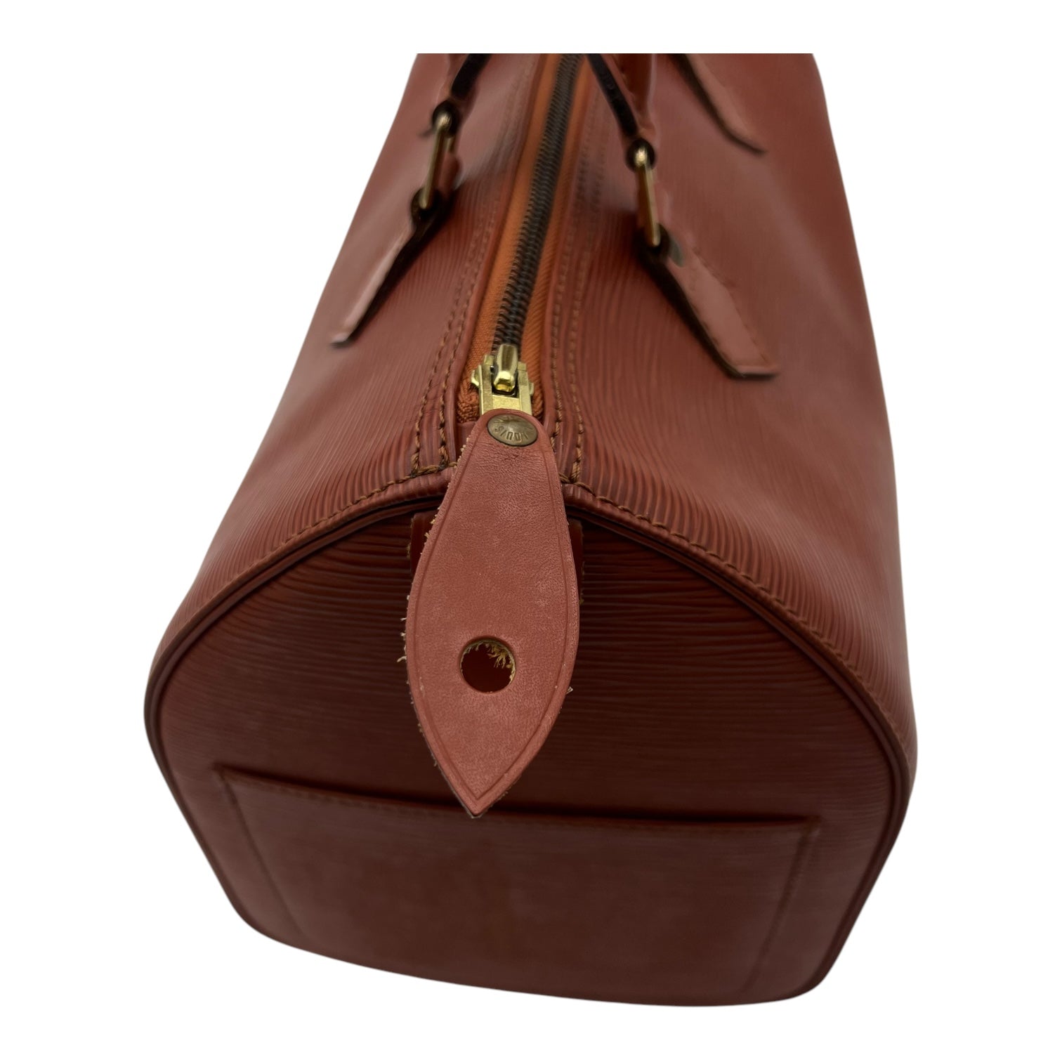 Speedy Brown Top Handle Bag in Epi Leather, Gold hardware