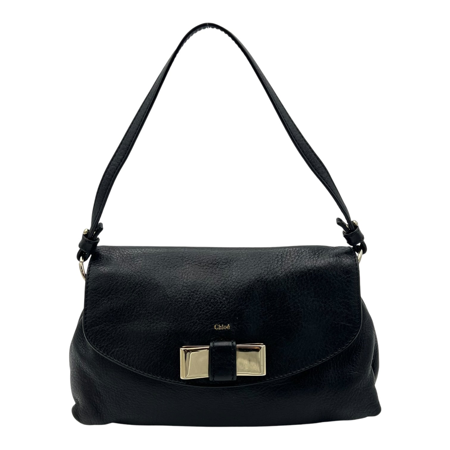 Lily Shoulder Bag Black in Calfskin, Gold hardware