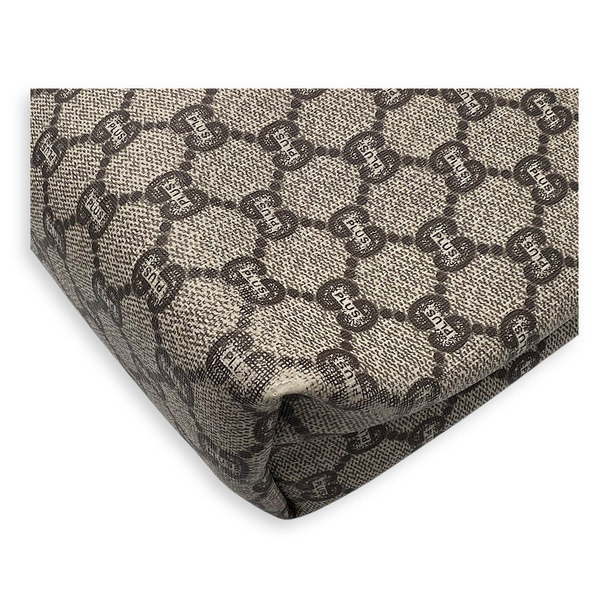 GG Tote Bag Grey in Coated Canvas, Gold hardware
