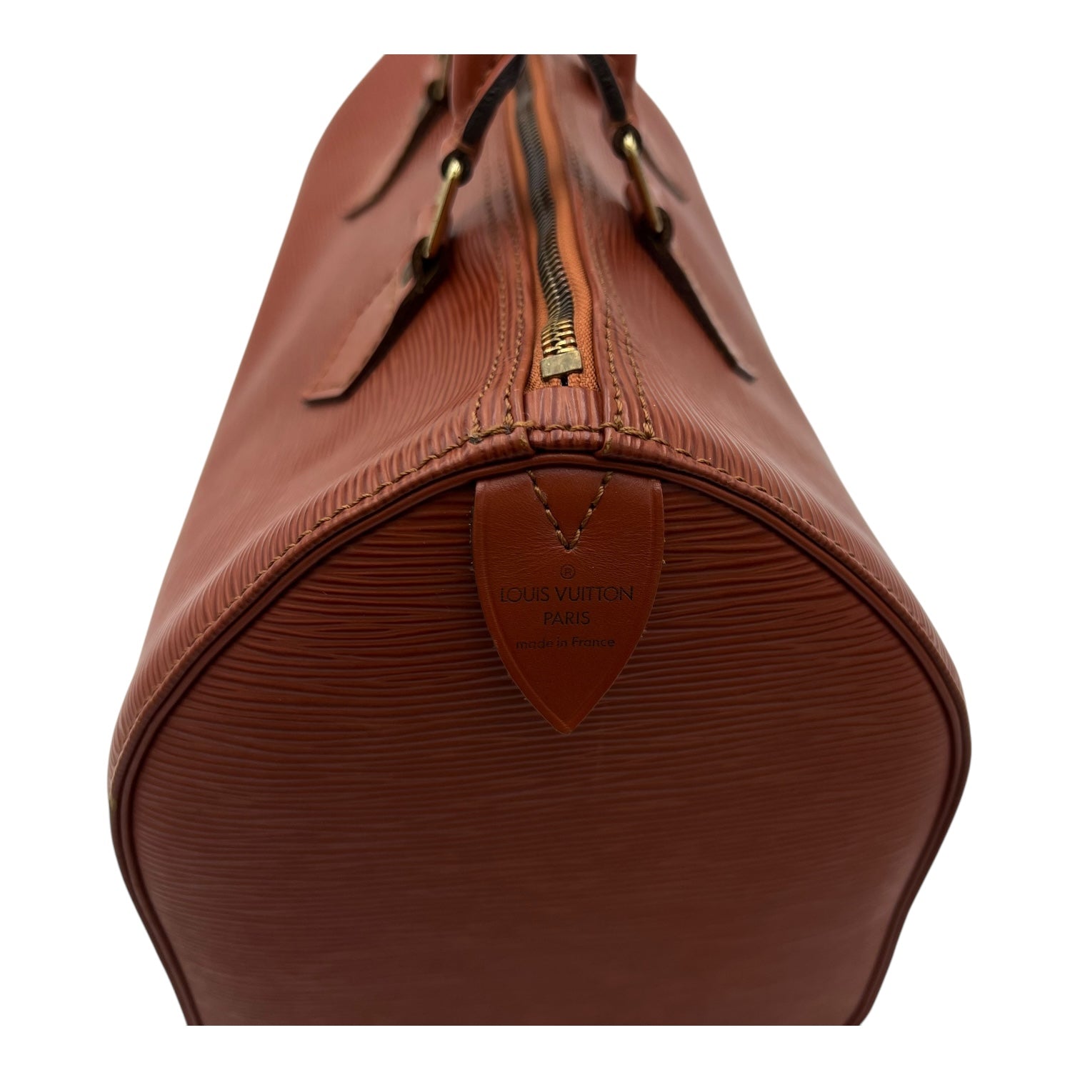 Speedy Brown Top Handle Bag in Epi Leather, Gold hardware
