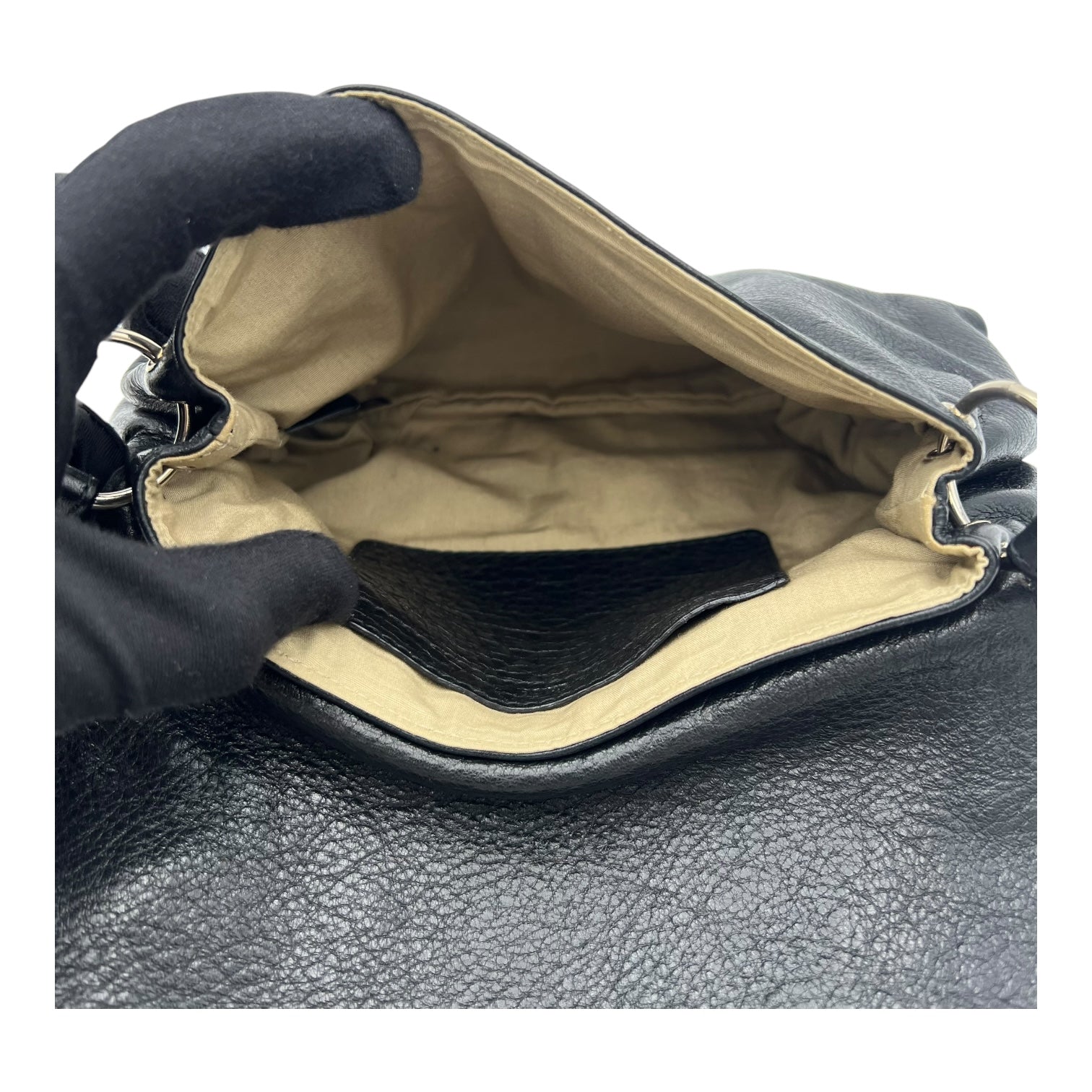 Lily Shoulder Bag Black in Calfskin, Gold hardware