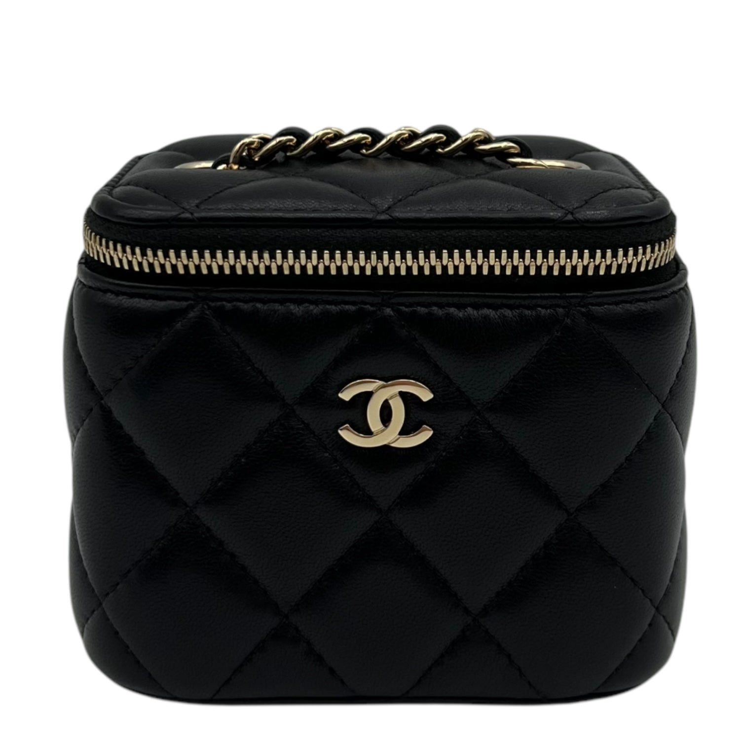 Vanity Crossbody Bag Black in Lambskin, Gold hardware