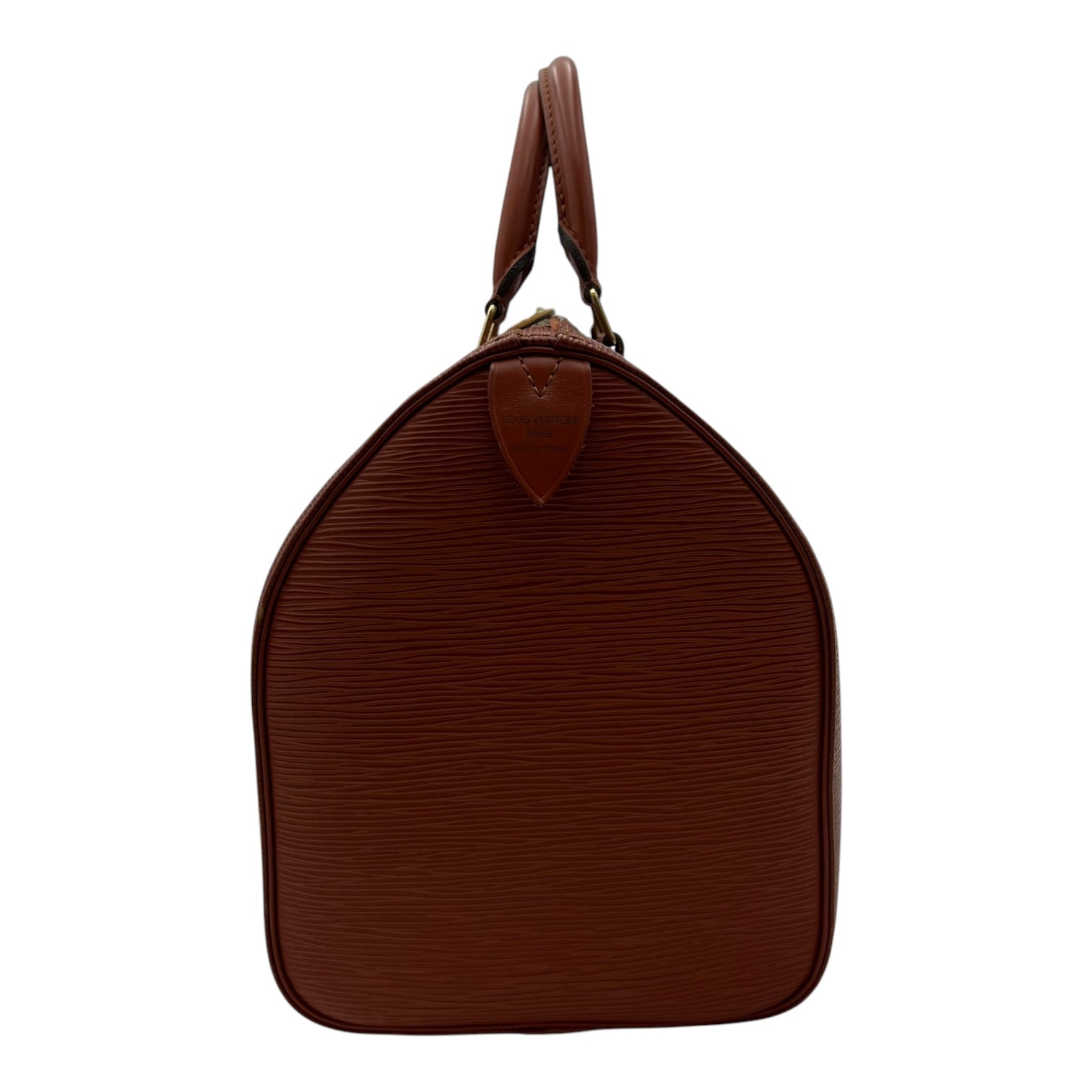 Speedy Brown Top Handle Bag in Epi Leather, Gold hardware