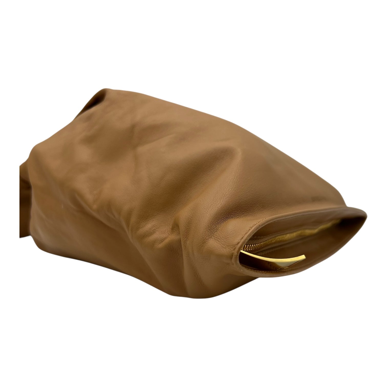 Twist Top Handle Bag Brown in Calfskin, Gold hardware