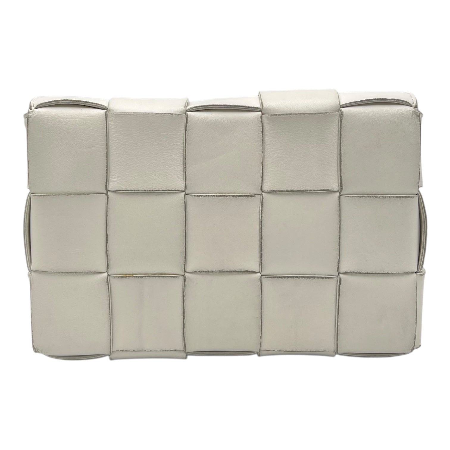 Cassette Crossbody Bag White in Calfskin, Silver hardware