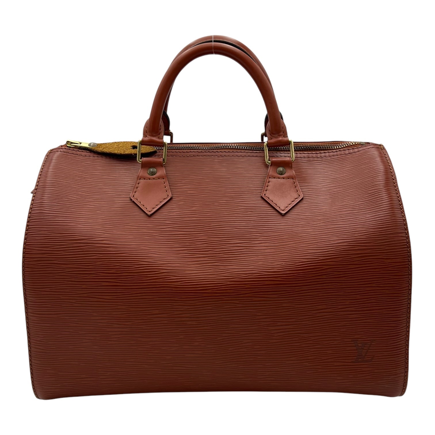 Speedy Brown Top Handle Bag in Epi Leather, Gold hardware