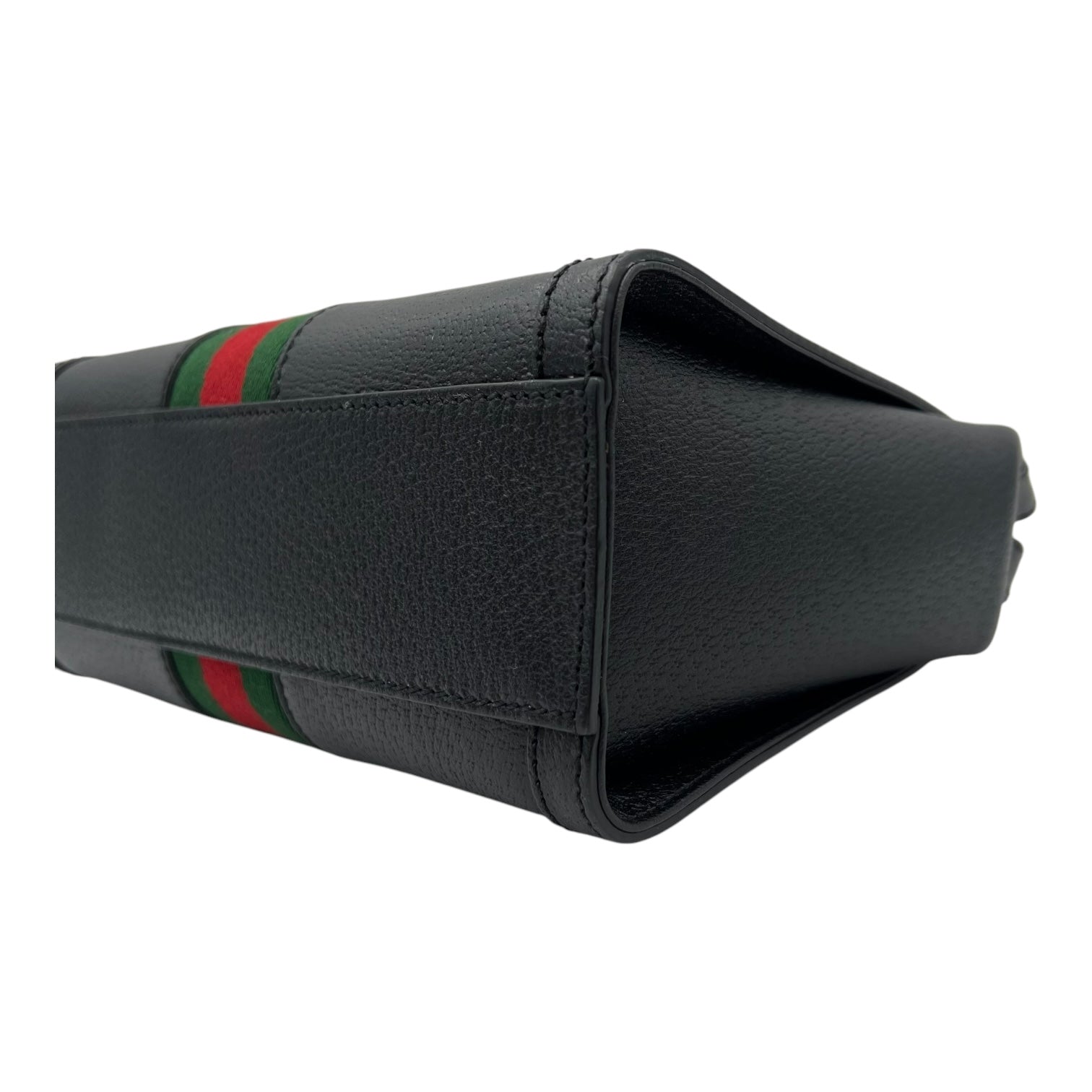 Ophidia Top Handle Bag Black in Calfskin, Gold hardware