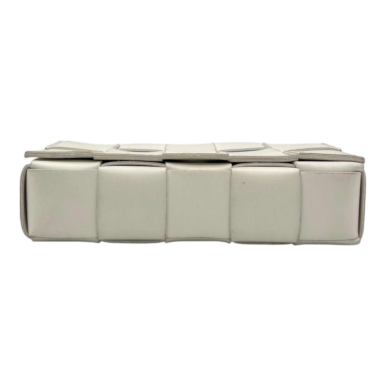 Cassette Crossbody Bag White in Calfskin, Silver hardware