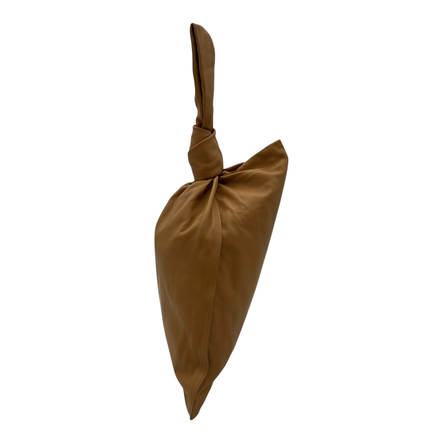 Twist Top Handle Bag Brown in Calfskin, Gold hardware
