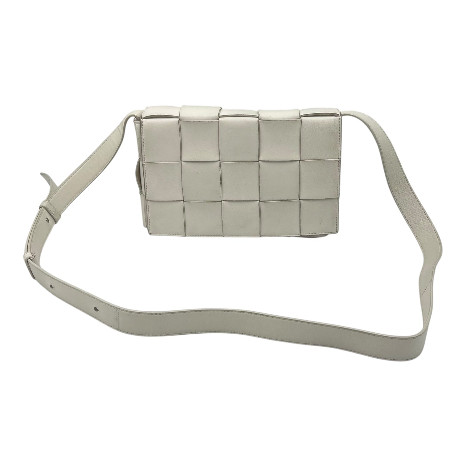 Cassette Crossbody Bag White in Calfskin, Silver hardware