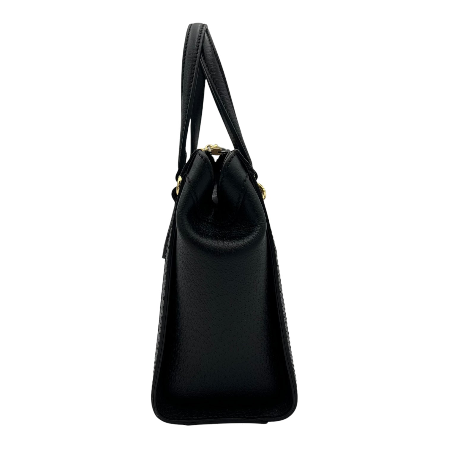 Ophidia Top Handle Bag Black in Calfskin, Gold hardware
