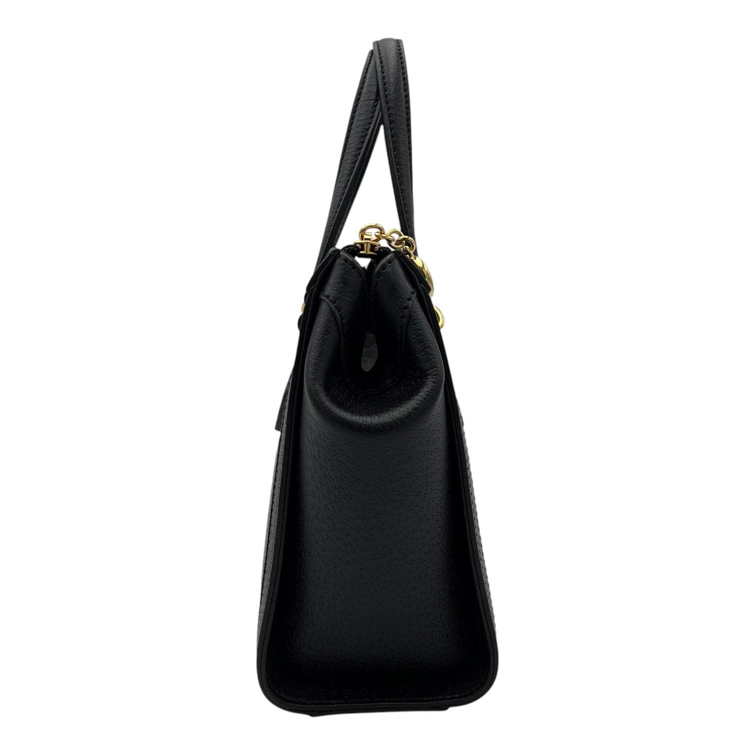 Ophidia Top Handle Bag Black in Calfskin, Gold hardware