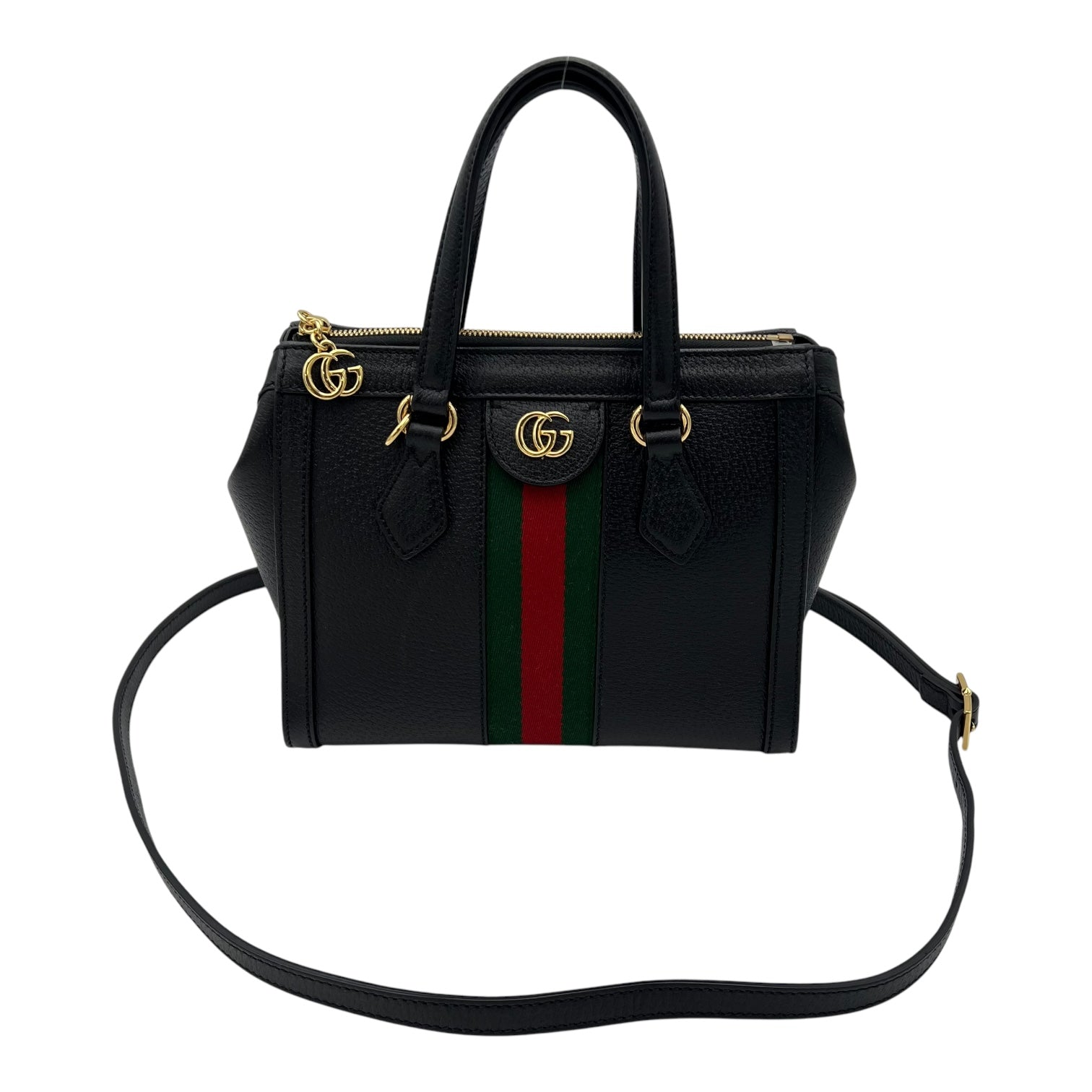 Ophidia Top Handle Bag Black in Calfskin, Gold hardware