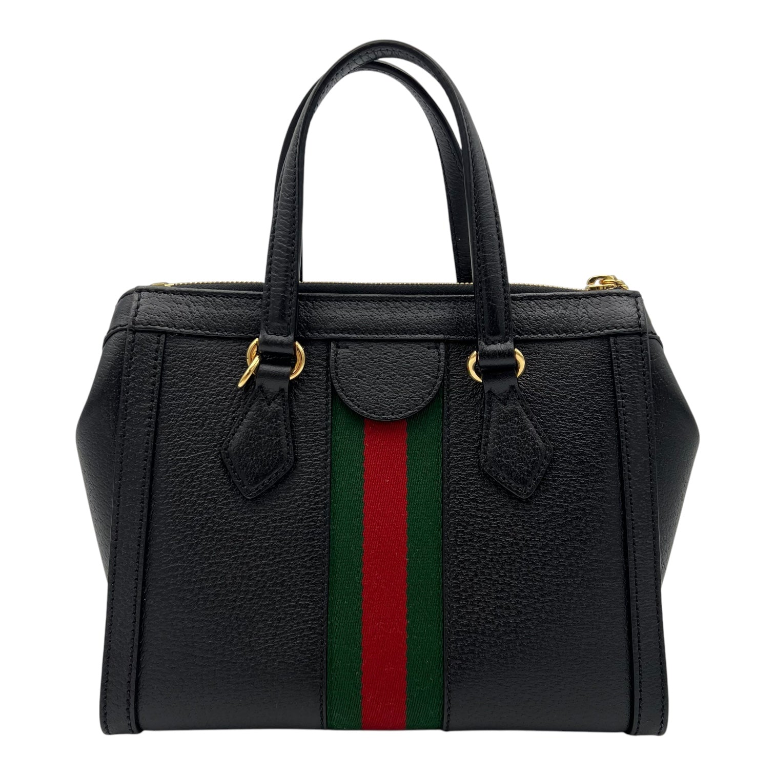 Ophidia Top Handle Bag Black in Calfskin, Gold hardware