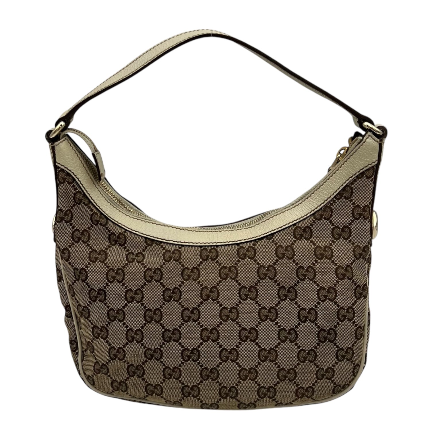 GG Shoulder Bag Brown in Canvas, Gold hardware