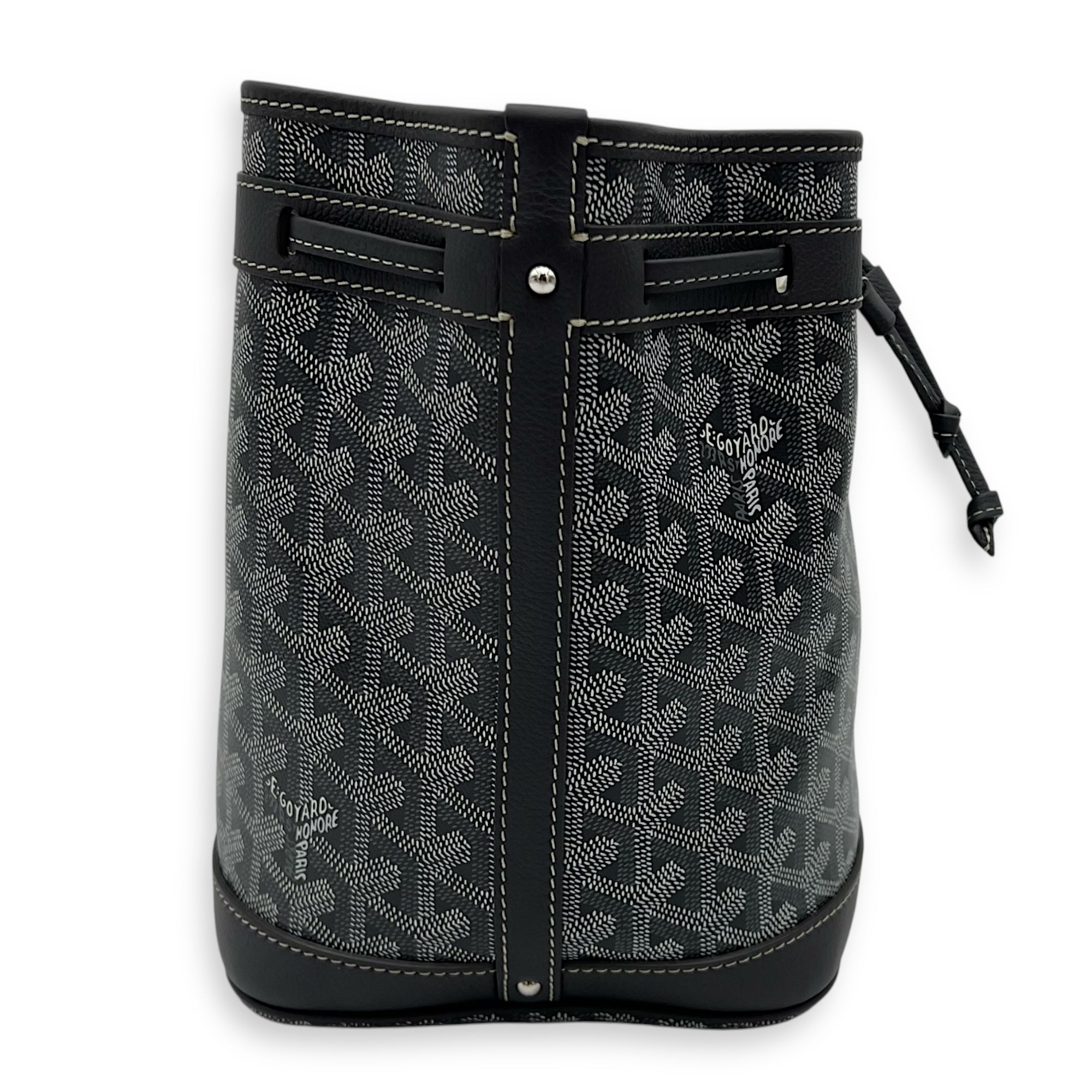 Petit Flot Crossbody Bag Grey in Coated Canvas, Silver hardware