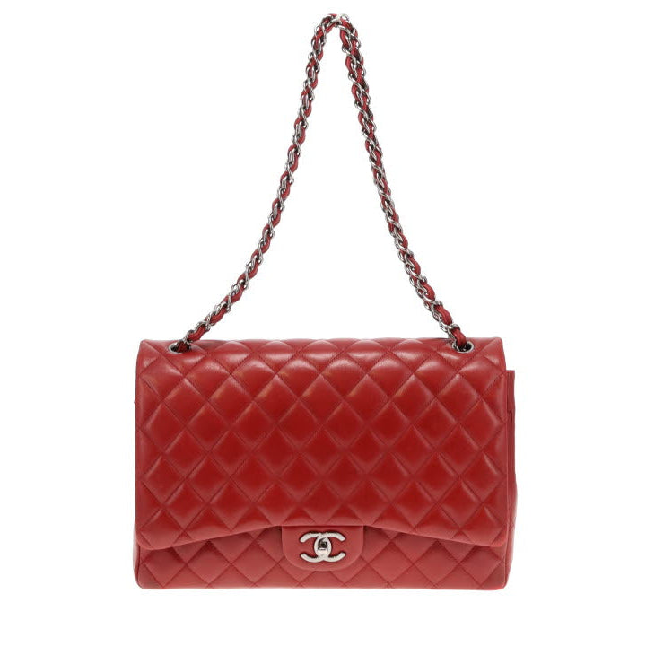 Chanel Rouge Leather Classic Maxi Double Flap 2013/14