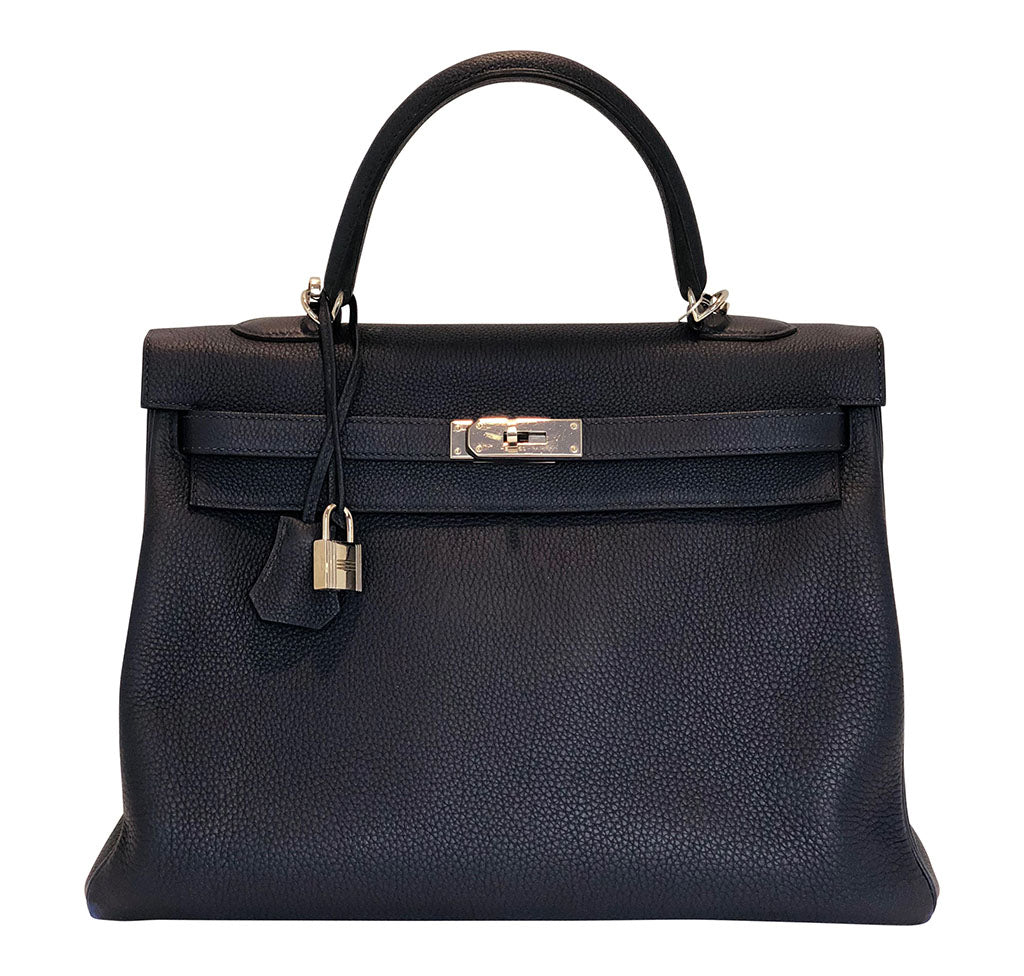 Hermès Kelly Retourne 35 Bleu Nuit Togo PHW Bag