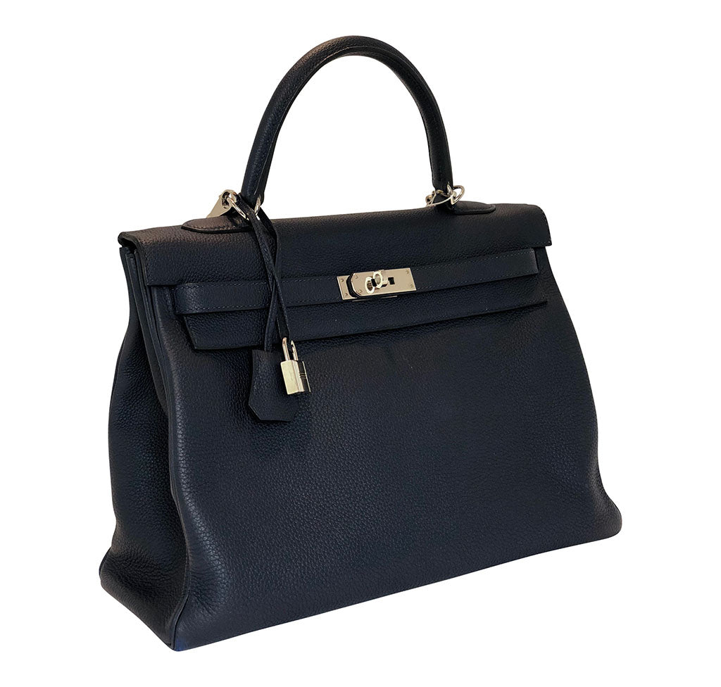 Hermès Kelly Retourne 35 Bleu Nuit Togo PHW Bag