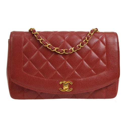 Chanel * 1991-1994 Red Caviar Medium Diana Flap Bag