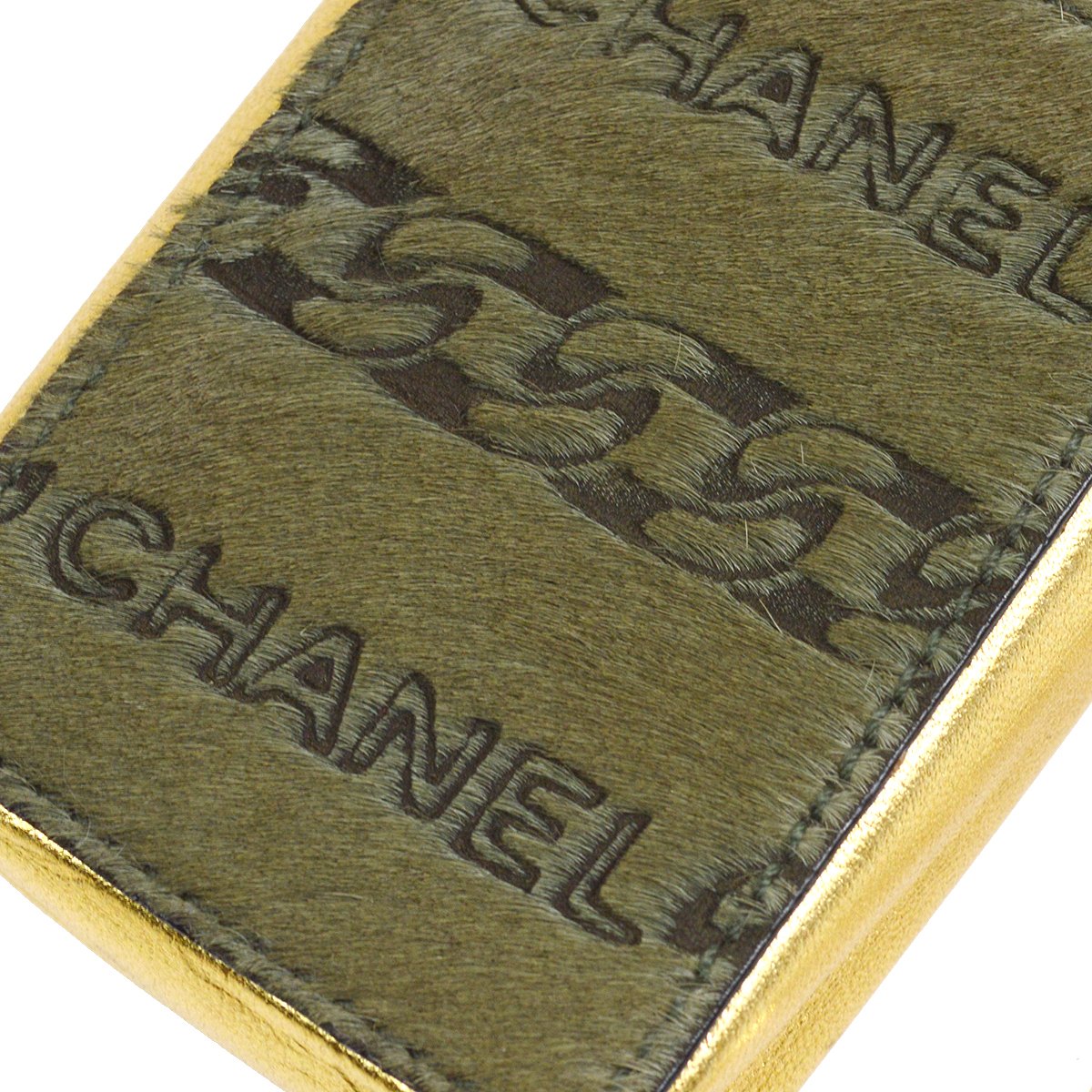 CHANEL 2001 Cigarette Shoulder Bag Pony Hair Khaki
