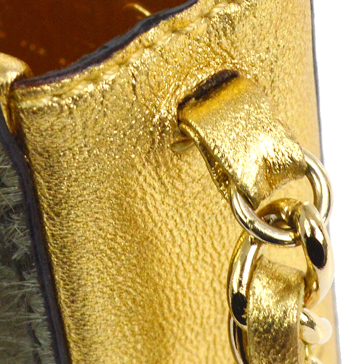 CHANEL 2001 Cigarette Shoulder Bag Pony Hair Khaki
