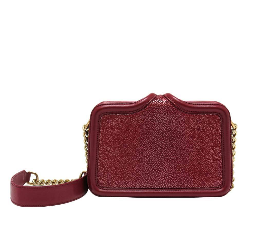 Chanel Stingray Shoulder Bag Burgundy